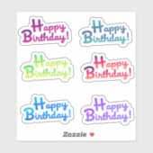 Joyeux Anniversaire x6 Custom-Cut Vinyl Sticker (Feuille)