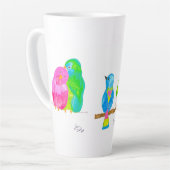 Joyeux Aquarelle Oiseaux Latte Mug (Angle gauche)