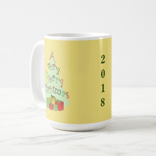 Joyeux Arbre de Noël Graphisme Conception de Mugs (Devant gauche)
