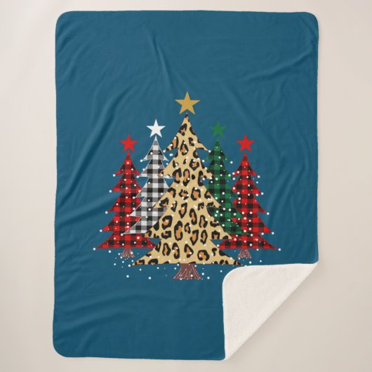 Joyeux arbres de Noël avec Buffalo Plaid & Leopard (Devant)