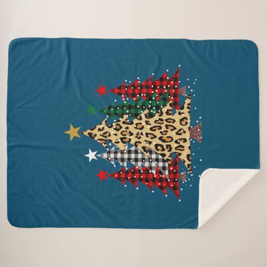 Joyeux arbres de Noël avec Buffalo Plaid & Leopard (Devant (Horizontal))