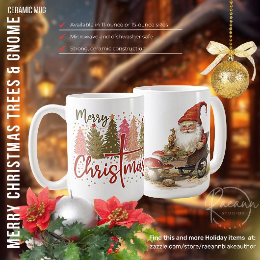 Joyeux arbres de Noël et Gnome Mug en céramique