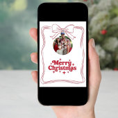 Joyeux arc de Noël rouge blanc carte photo moderne