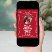 Joyeux arc de Noël rouge blanc carte photo moderne