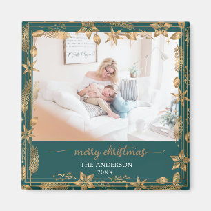 Joyeux Arc d'or de Noël élégant aimant photo