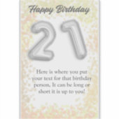 Joyeux autocollant de 21 ans (Devant)