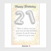 Joyeux autocollant de 21 ans (Feuille)