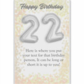 Joyeux autocollant de 22 ans (Devant)