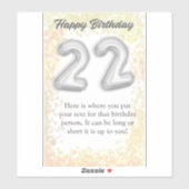 Joyeux autocollant de 22 ans (Feuille)