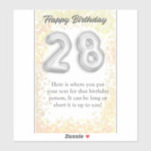 Joyeux autocollant de 28 ans (Feuille)