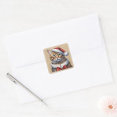 Joyeux autocollant de chat de Noël (Enveloppe)