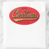 Joyeux autocollants rétro Noël OVAL (Sac)
