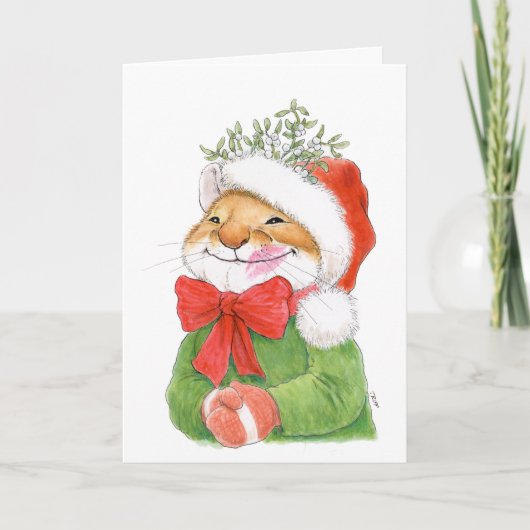 "Joyeux Baisemouse" Carte de Noël Souris (Devant)