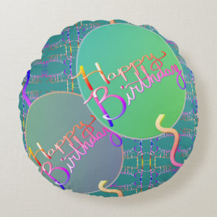 Joyeux Ballons d'anniversaire Coussin ronde