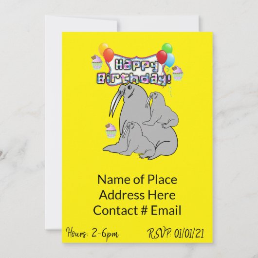 Joyeux Ballons de phoque Invitation Anniversaire (Dos)