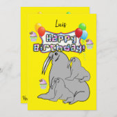 Joyeux Ballons de phoque Invitation Anniversaire (Devant / Derrière)