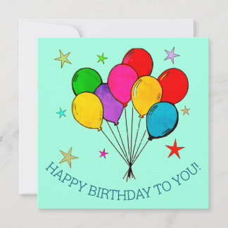 Joyeux Balloons d'anniversaire et étoiles Carte d'