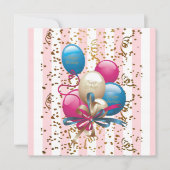 Joyeux Balloons Invitation Carte AnniversaireBande (Devant)