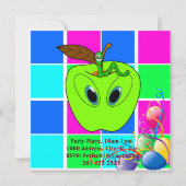 Joyeux Balloons Invitation Carte Worm Anniversaire (Dos)