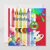 Joyeux Balloons Invitation Carte Worm Anniversaire (Devant)