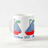 Joyeux bateau à voile Noël Mug (Devant gauche)