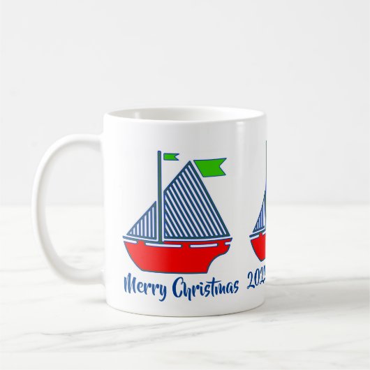 Joyeux bateau à voile Noël Mug (Gauche)