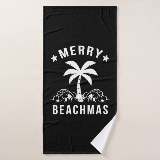Joyeux Beachmas Palm Tree Beach Noël (Serviette de bain)