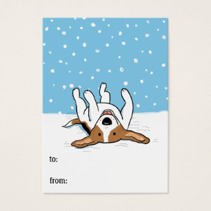 Joyeux Beagle de neige hivernale Balises cadeaux