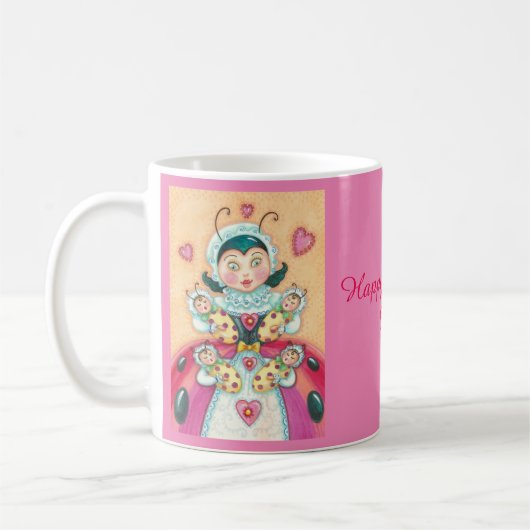 Joyeux BÉBÉ DE LA Fête DES Mères LADYBUG MUG (Gauche)
