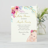 Joyeux bébé fille douche Invitation Concevoir votr (Debout devant)