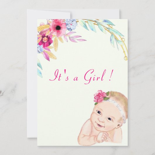 Joyeux bébé fille douche Invitation Concevoir votr (Dos)
