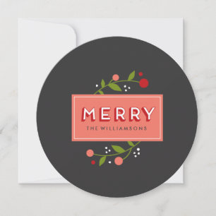 Joyeux Berries Floral Ornement Carte de vacances