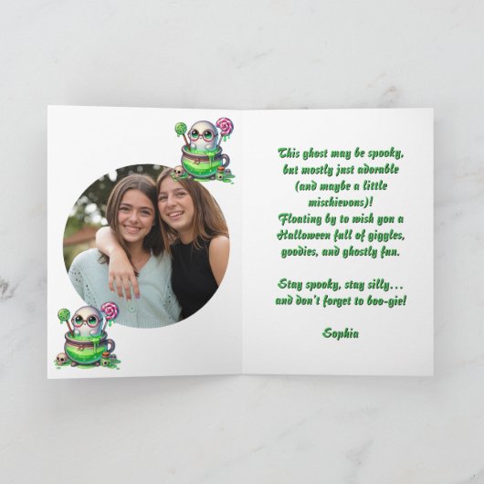 Joyeux Boo Day mignonne Ghost photo cartes Hallowe (Intérieur)