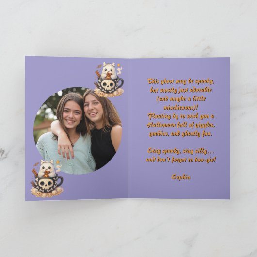 Joyeux Boo Day mignonne Ghost photo cartes Hallowe (Intérieur)