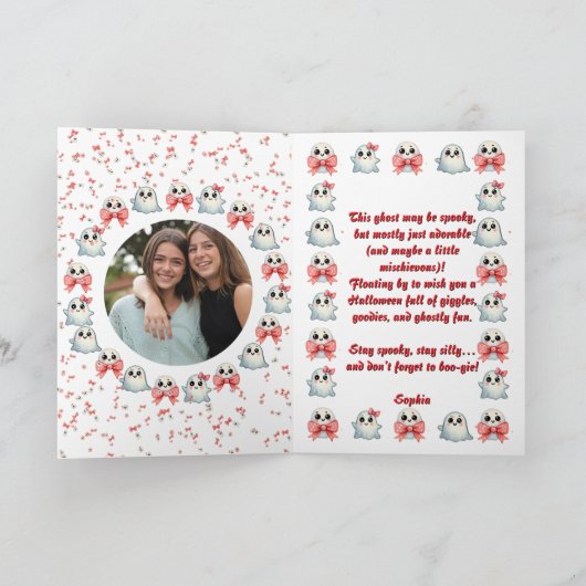 Joyeux Boo Day mignonne Ghost photo cartes Hallowe (Intérieur)
