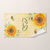 Joyeux bourdon abeilles jaune tournesol monogramme (Serviette à main)