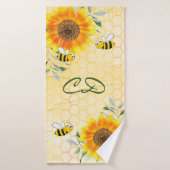 Joyeux bourdon abeilles jaune tournesol monogramme (Serviette de bain)