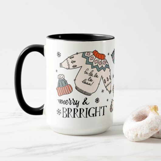 Joyeux & Brrright Vêtements d'hiver Mug de Noël (Avec donut)