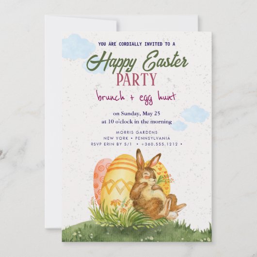 Joyeux Brunch de Pâques et invitation à la chasse (Devant)
