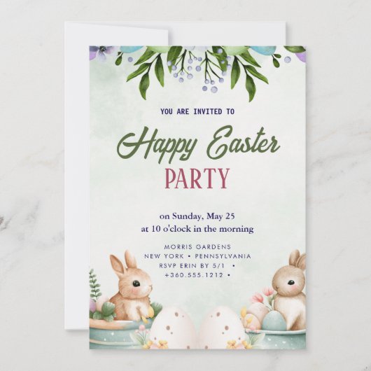Joyeux Brunch de Pâques et invitation à la chasse (Devant)