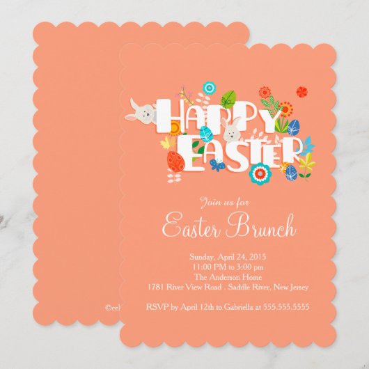 Joyeux Brunch de Pâques Invitation (Devant / Derrière)