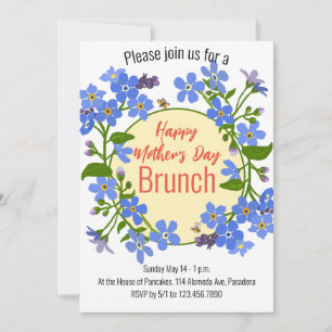 Joyeux brunch Fête des Mères Invitation florale