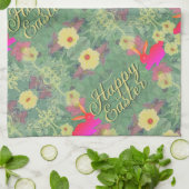 Joyeux Bunnies Floraux de Pâques Serviettes de cui (Plié)