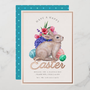 Joyeux Bunny de Pâques Carte Foil Personnalisable