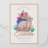 Joyeux Bunny de Pâques Carte Foil Personnalisable (Recto)