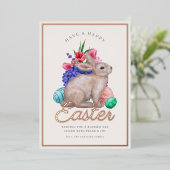 Joyeux Bunny de Pâques Carte Foil Personnalisable (Debout devant)