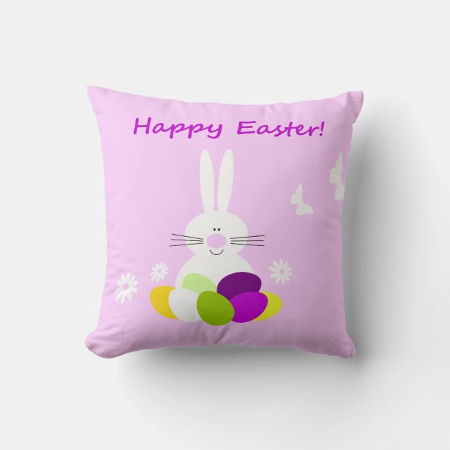 Joyeux Bunny de Pâques Coussin de décoration (Recto)