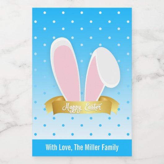 Joyeux Bunny Ears Bleu Mini Ensemble de Étiquettes (Étiquettes simples)