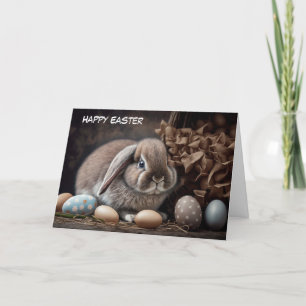 Joyeux Bunny Pâques Carte de vacances pliée