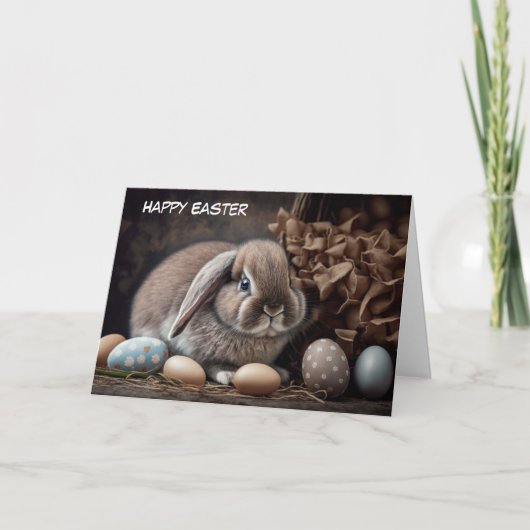 Joyeux Bunny Pâques Carte de vacances pliée (Devant)